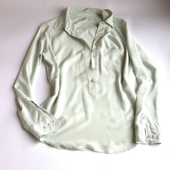 Equipment Tops - Equipment Femme Seafoam Green Silk 3/4 Button Down Blouse Size S